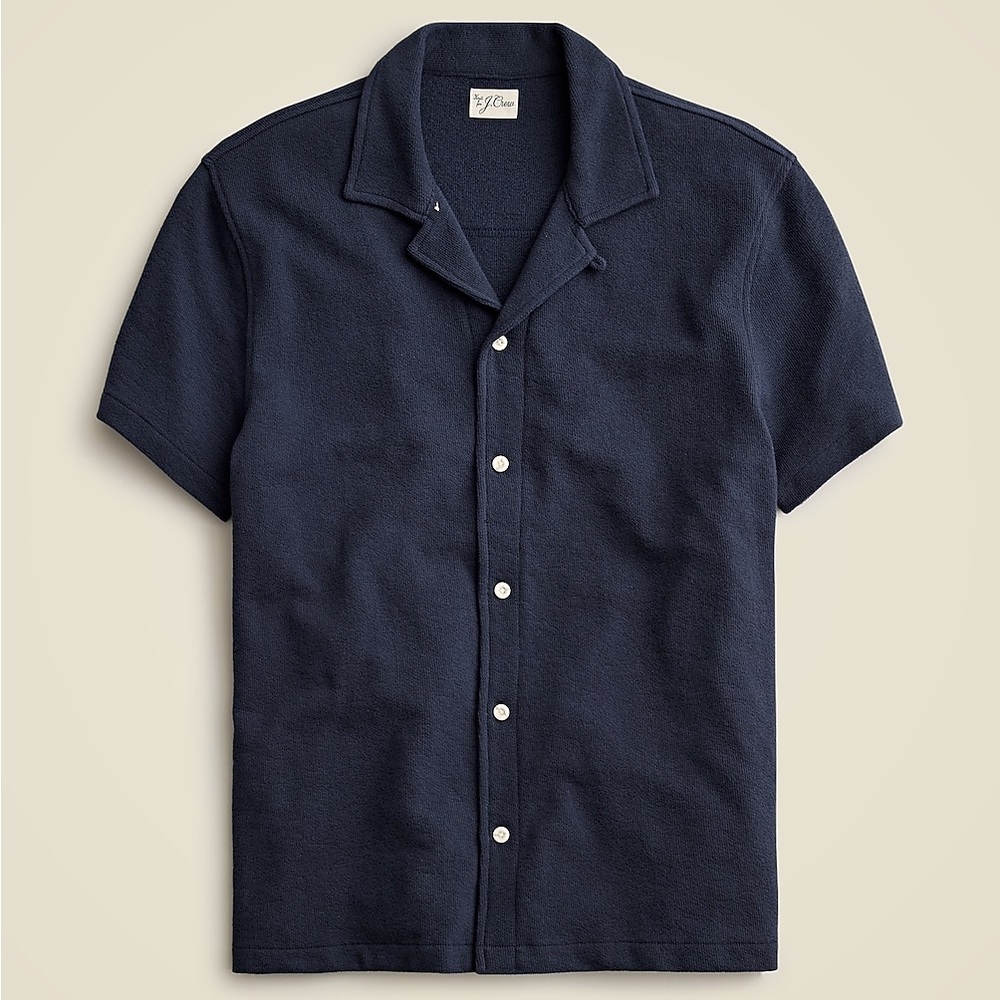 J. Crew Black Textured Camp-Collar Sweater-Tee